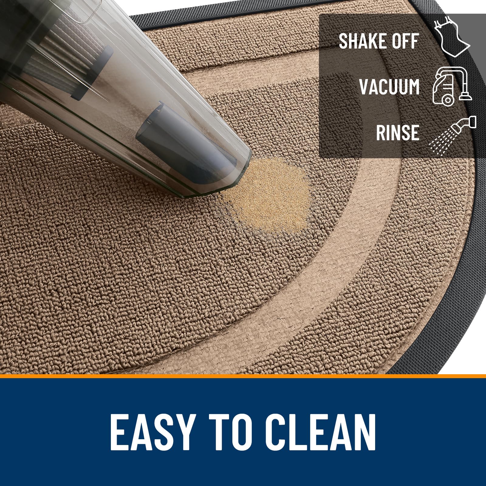 OLANLY Half Circle Doormat Mocha in indoor entryway