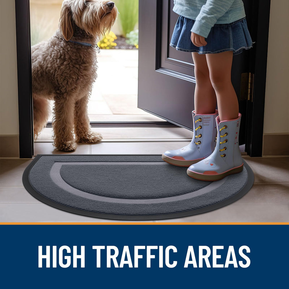 OLANLY Half Circle Doormat placed at a front door