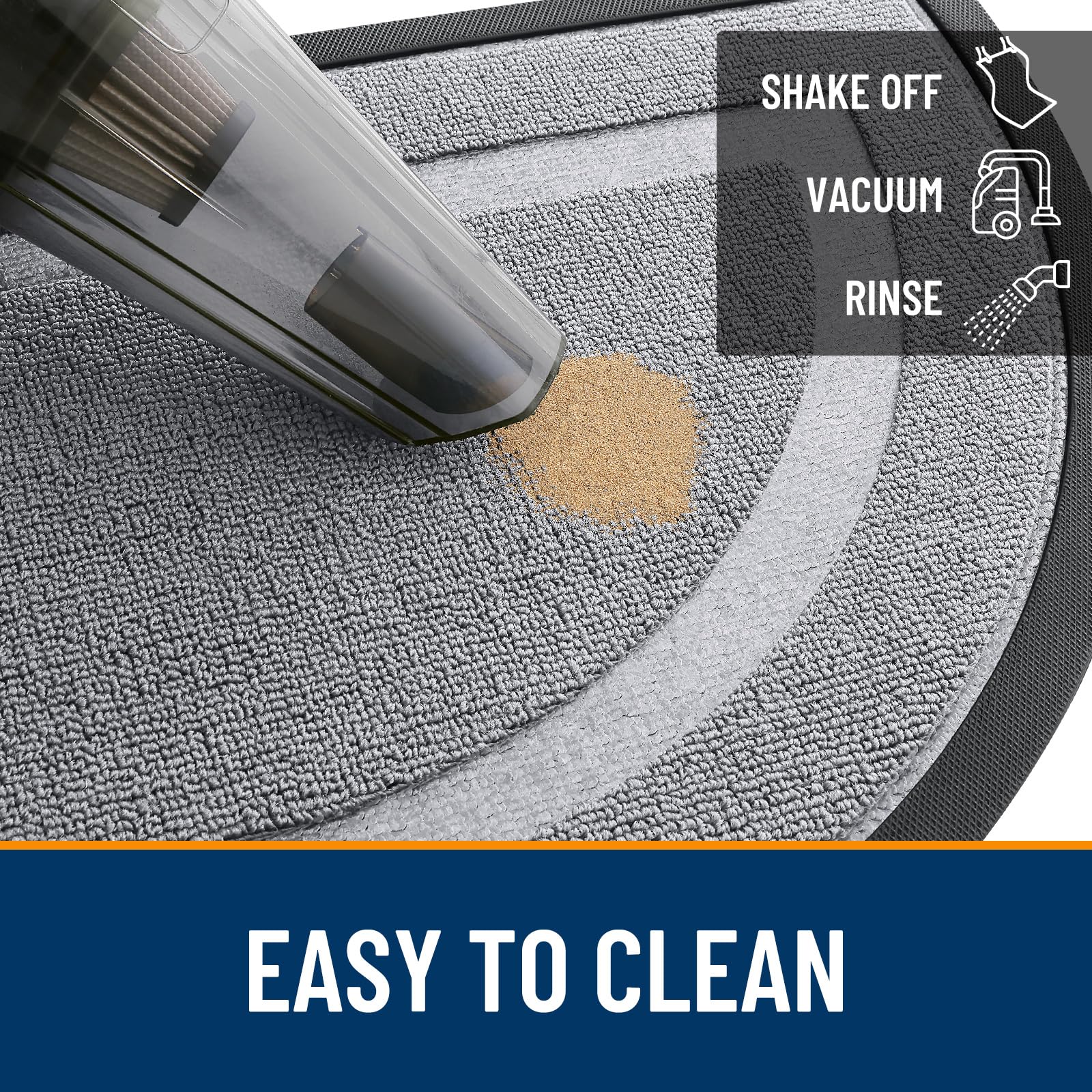 OLANLY Half Circle Doormat rolled for easy storage