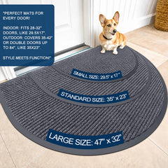 OLANLY Half Circle Doormat showing vertical stripe pattern