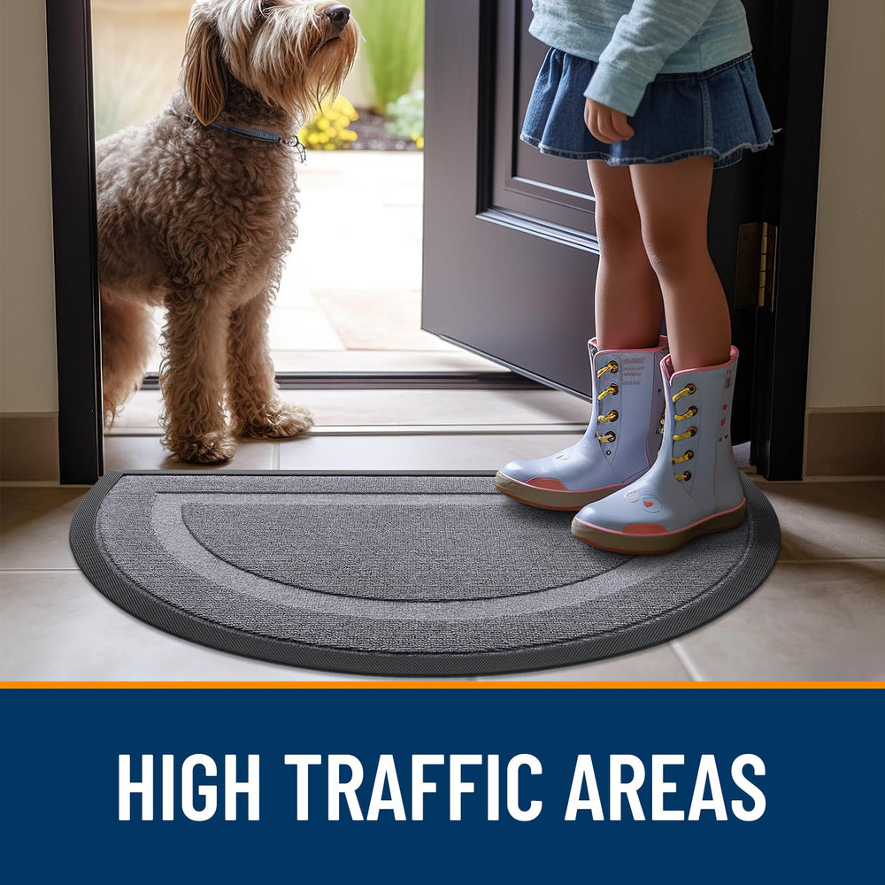 OLANLY Half Circle Doormat side view showing low-profile design