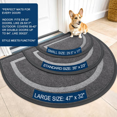 OLANLY Half Circle Doormat side view showing rubber backing