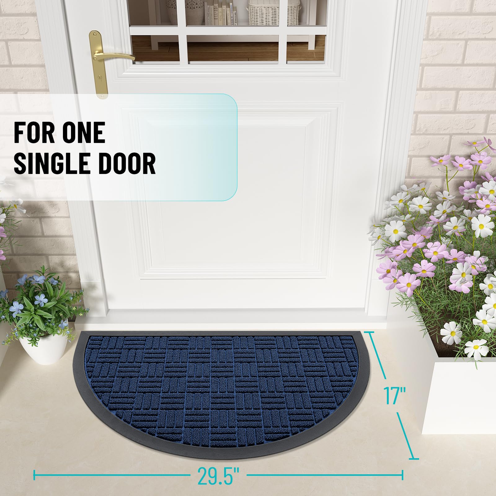 OLANLY Half-Circle Doormat side view showing thickness