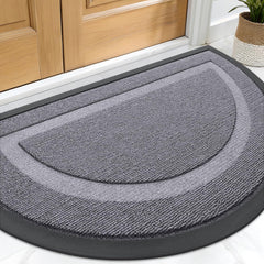 OLANLY Half Circle Front Door Mat 33x21 Classic Gray front view