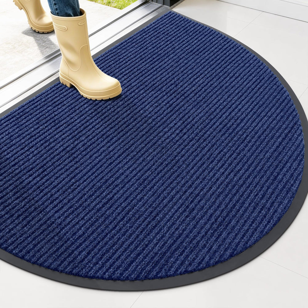 OLANLY Half Circle Front Door Mat 40x32 blue colour front view