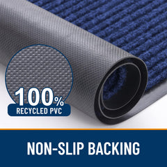 OLANLY Half Circle Front Door Mat blue showing stripe pattern