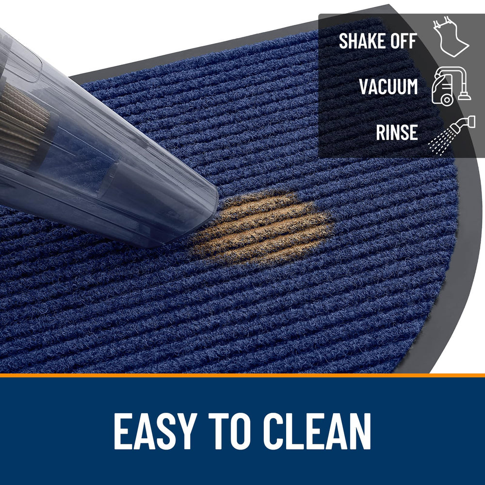 OLANLY Half Circle Front Door Mat blue with non-skid backing