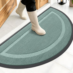 OLANLY Half Circle Front Door Mat front view in grayish green