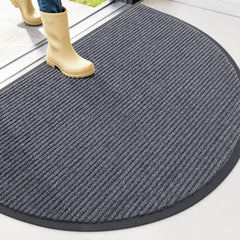 OLANLY Half Circle Front Door Mat Grey front view