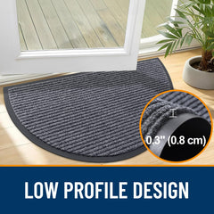 OLANLY Half Circle Front Door Mat grey in entryway setting
