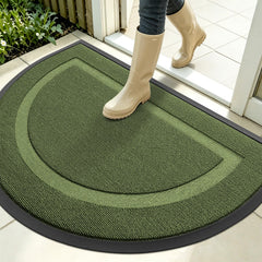 OLANLY Half Circle Front Door Mat in Classic Green front view