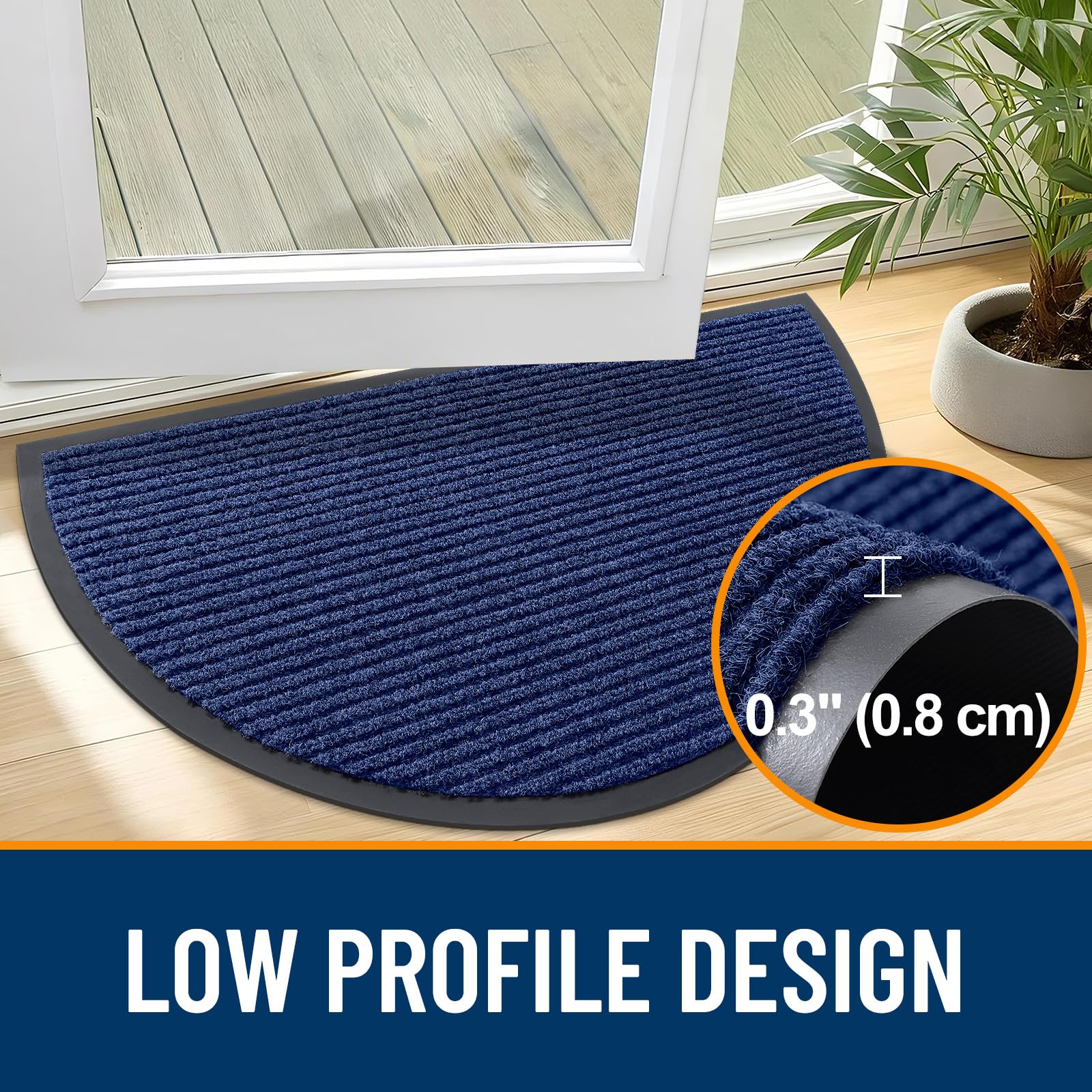 OLANLY Half Circle Front Door Mat in entryway setting