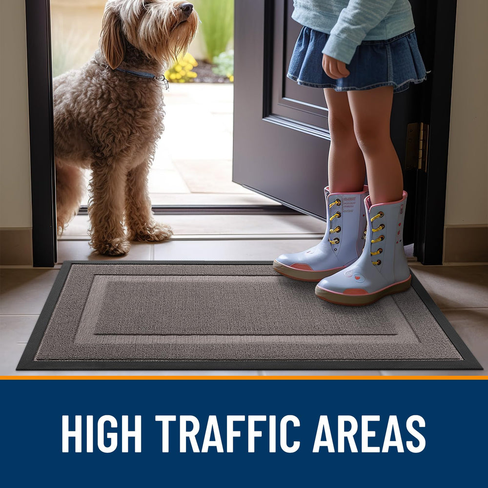 OLANLY Heavy-Duty Doormat in a mudroom setting