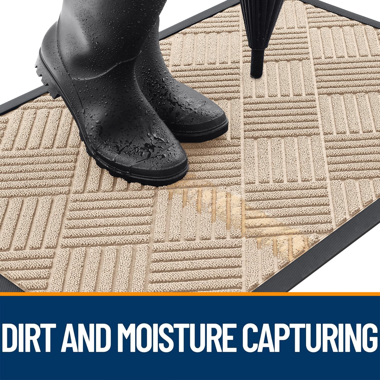 OLANLY heavy-duty doormat showing deep grooves
