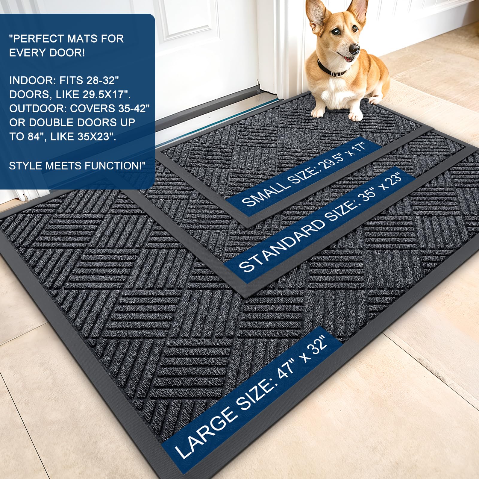 OLANLY heavy-duty doormat showing rubber backing and texture