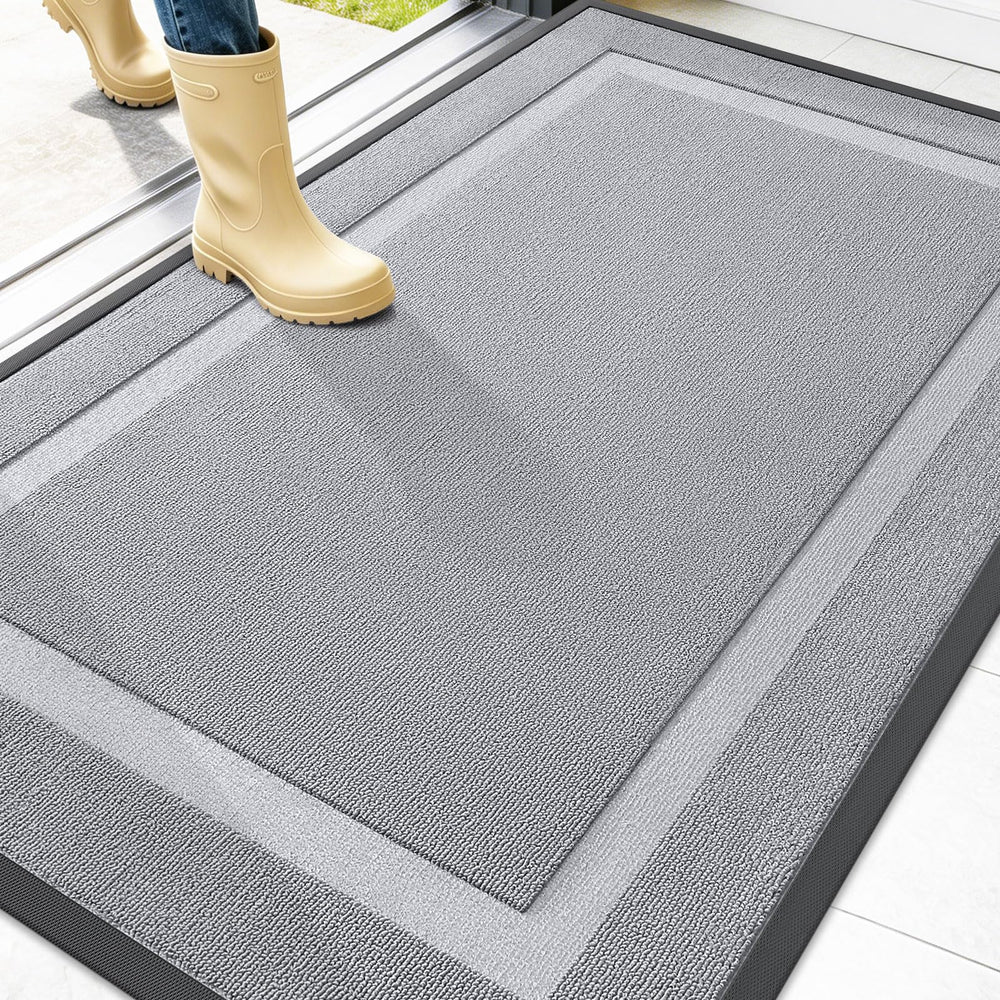 OLANLY heavy-duty front door mat 47x32 in Silver Gray