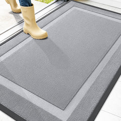 OLANLY heavy-duty front door mat 47x32 in Silver Gray