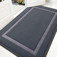 OLANLY Heavy-Duty Rubber Doormat 59" x 34" in Light Grey