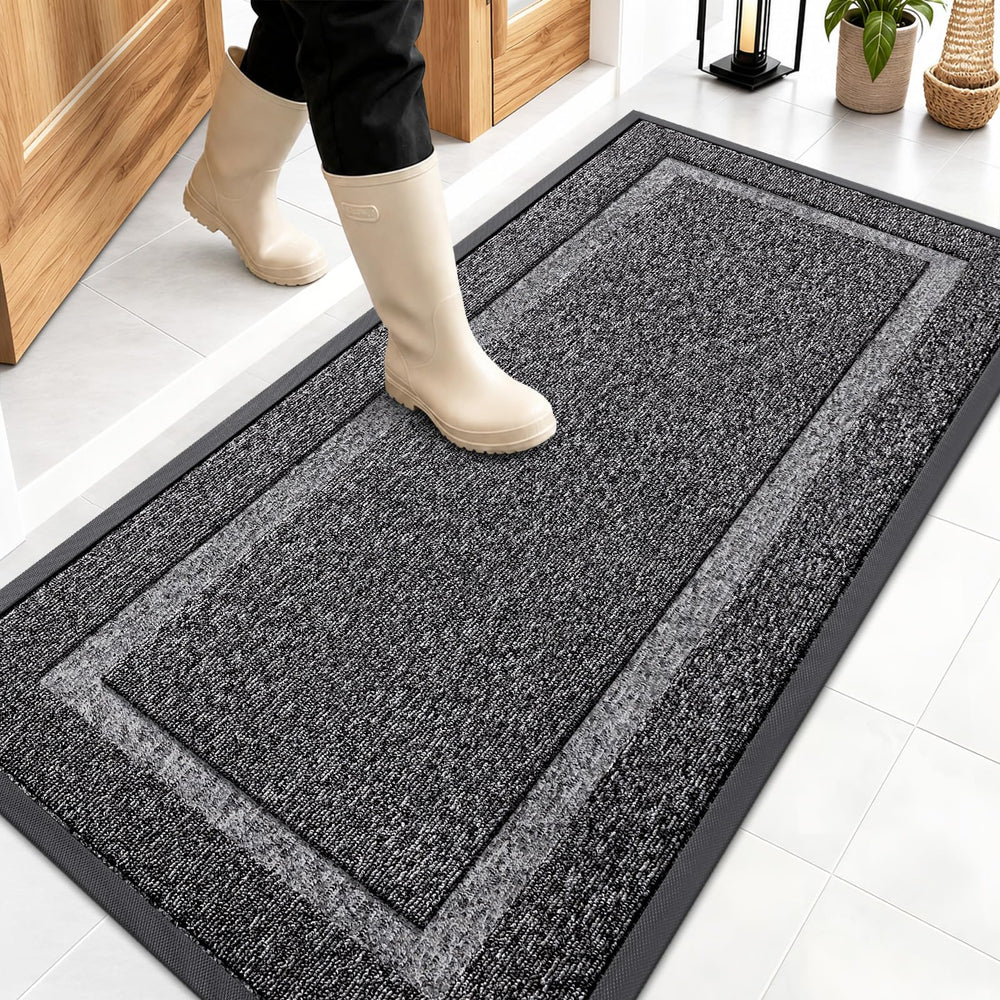 OLANLY Heavy-Duty Rubber Doormat front view, 47x23 inches