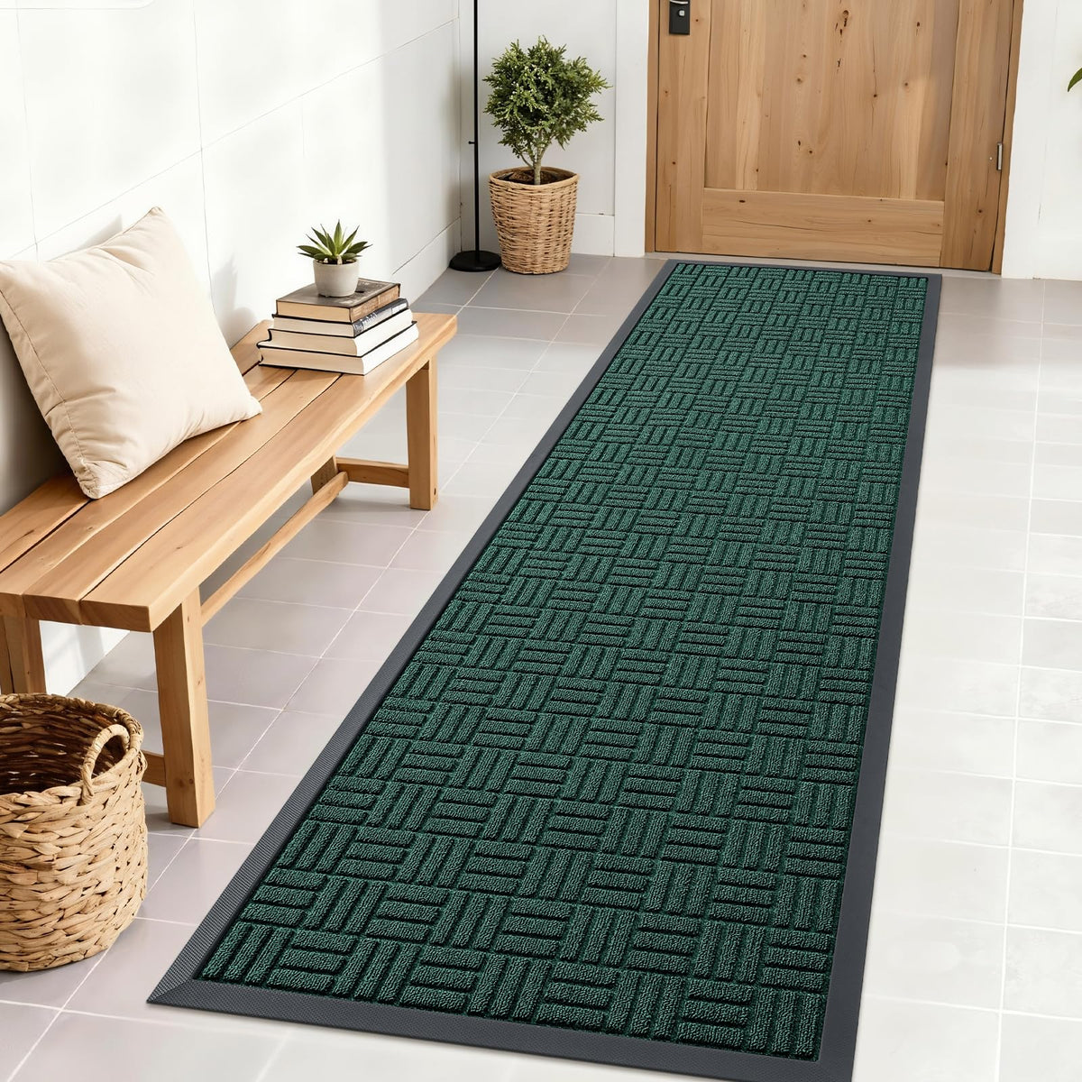 OLANLY Heavy-Duty Rubber Doormat front view 71x23 inches