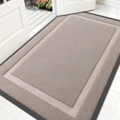 OLANLY Heavy-Duty Rubber Doormat front view, Camel colour