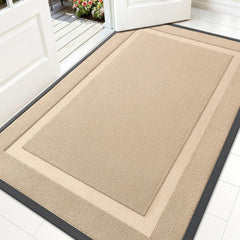 OLANLY Heavy-Duty Rubber Doormat front view, off-white