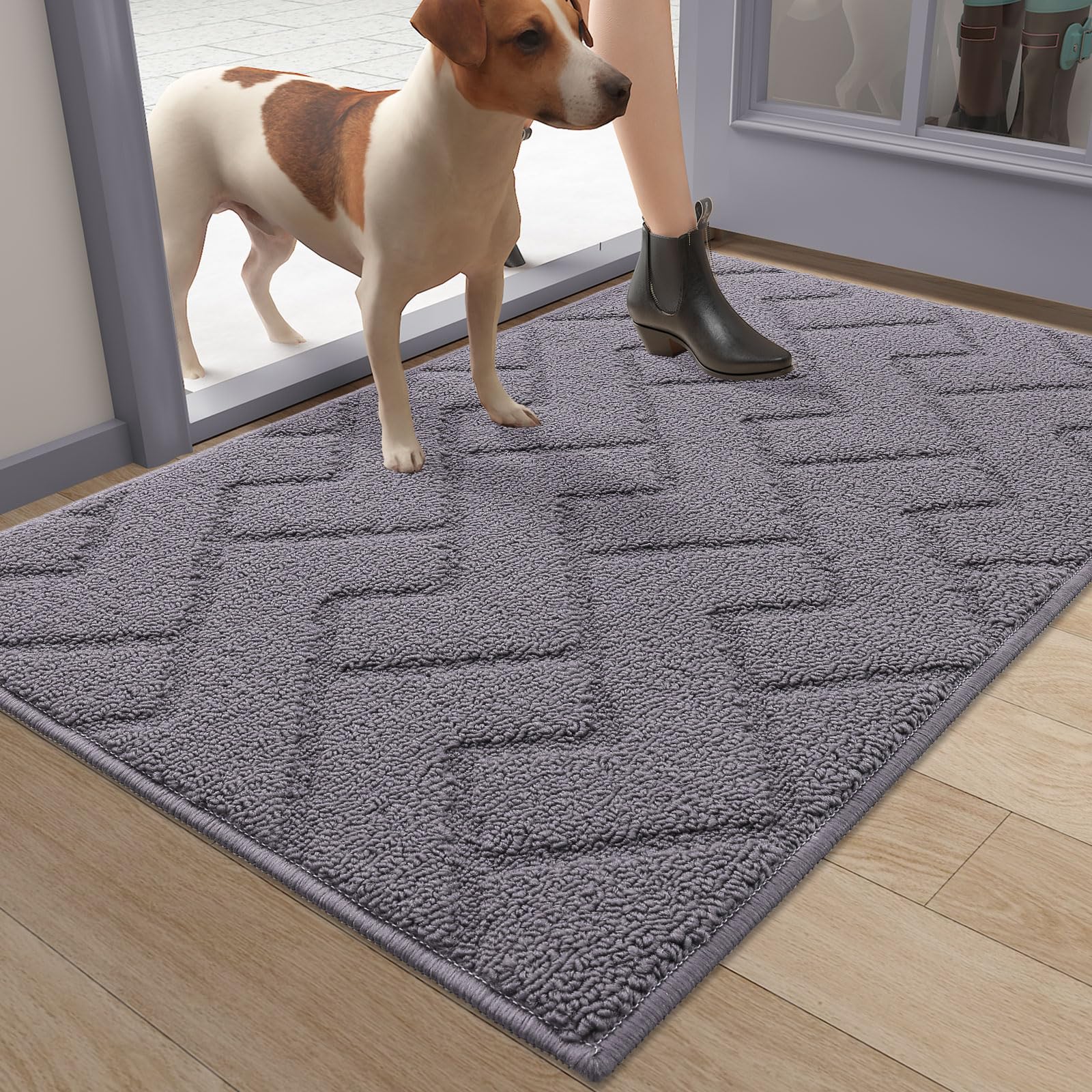 OLANLY Indoor Door Mat 32x20 grey in kitchen