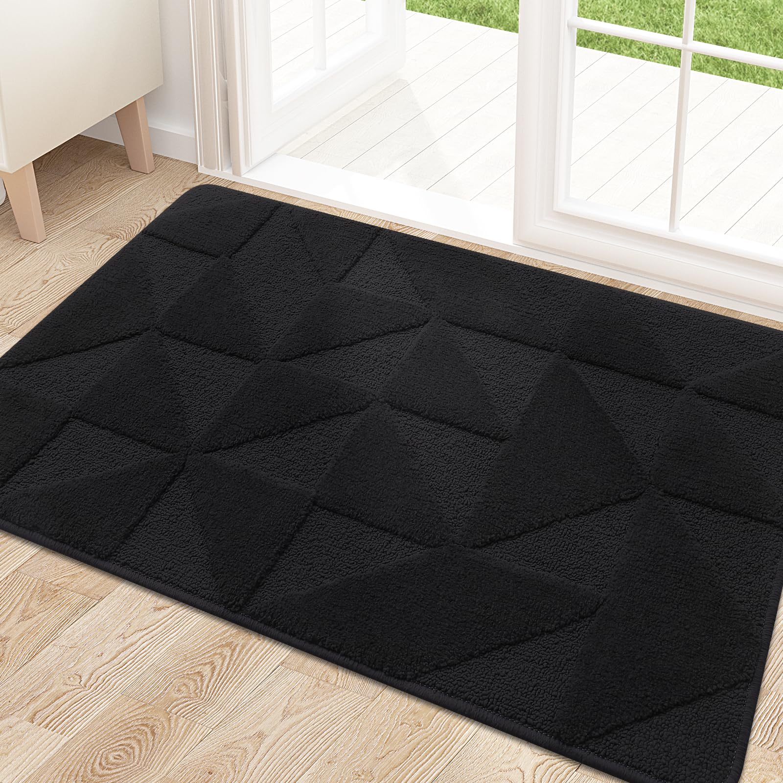 OLANLY Indoor Door Mat 32x20 inches black front view