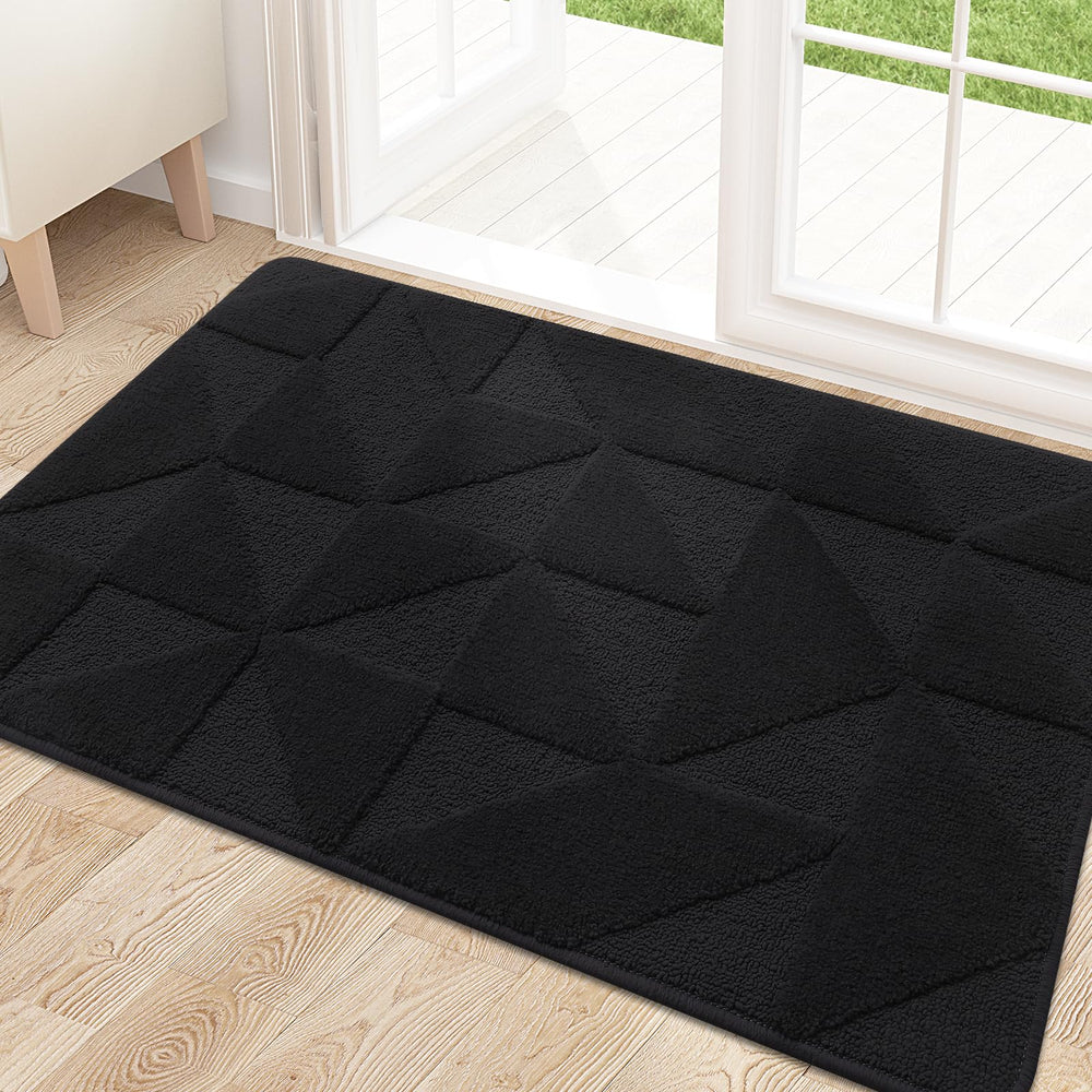 OLANLY Indoor Door Mat 32x20 inches black front view