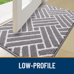 OLANLY Indoor Door Mat 36x24 grey close-up of texture