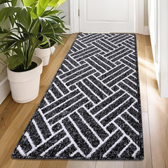 OLANLY Indoor Door Mat 47x23 black front view