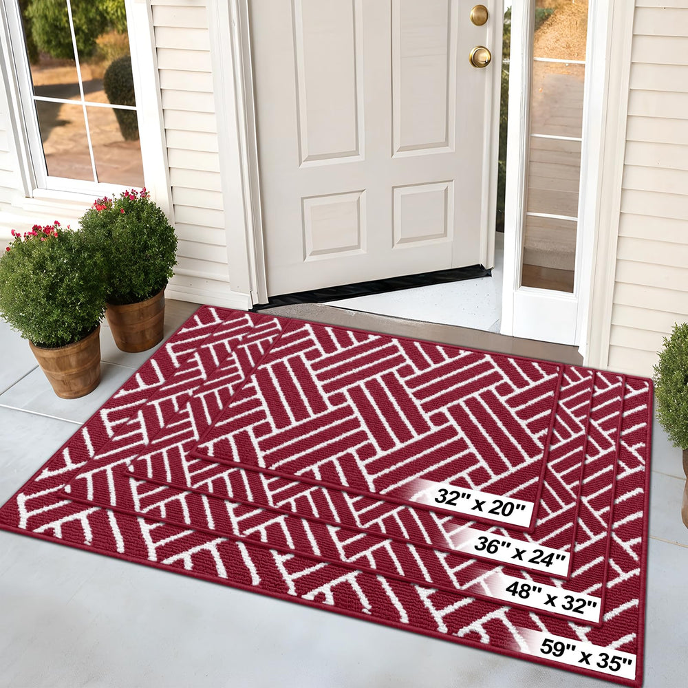 OLANLY Indoor Door Mat 48x32 burgundy in kitchen