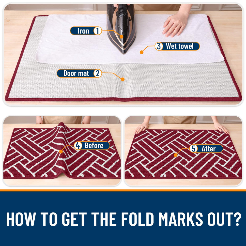 OLANLY Indoor Door Mat 48x32 burgundy packaging