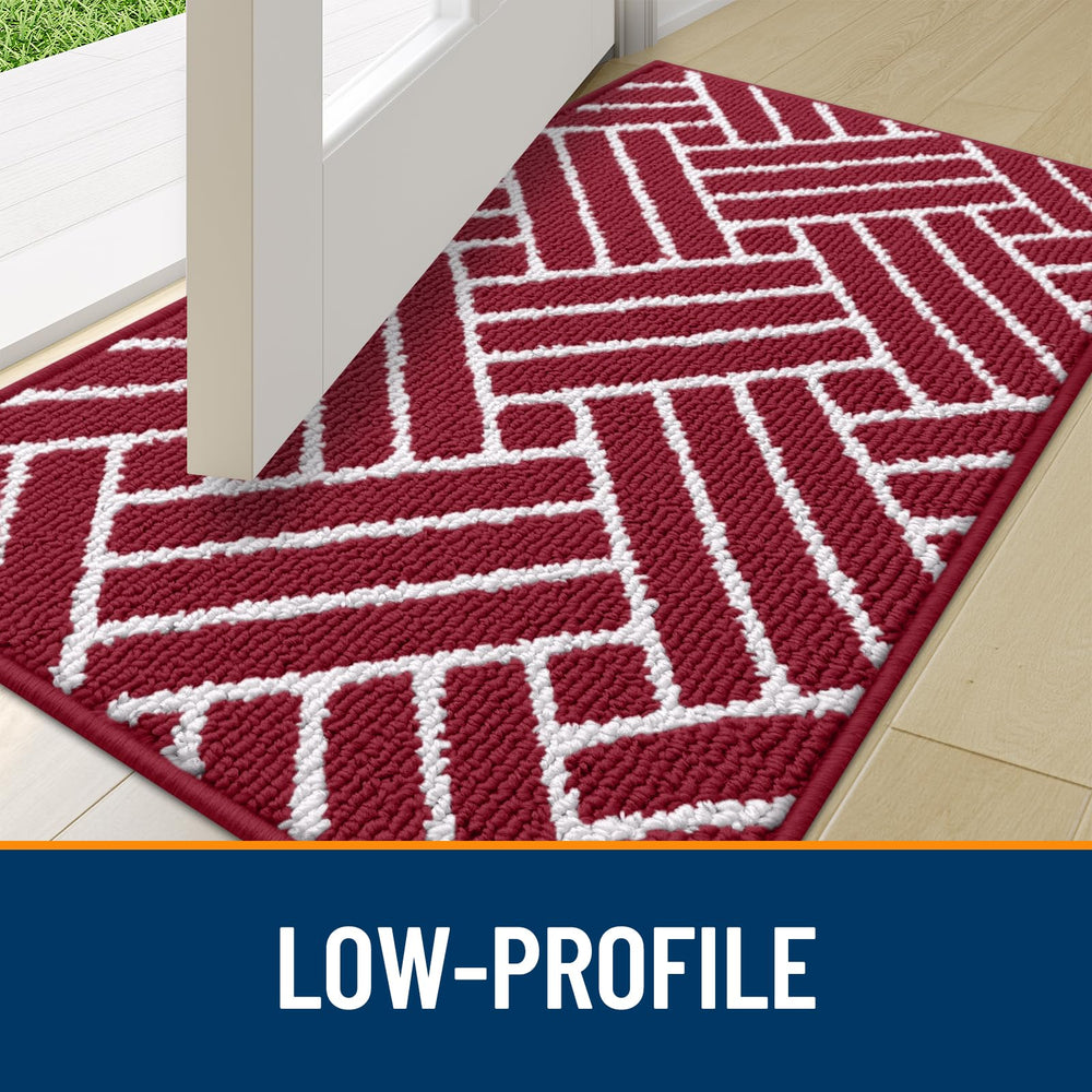 OLANLY Indoor Door Mat 48x32 burgundy TPR backing