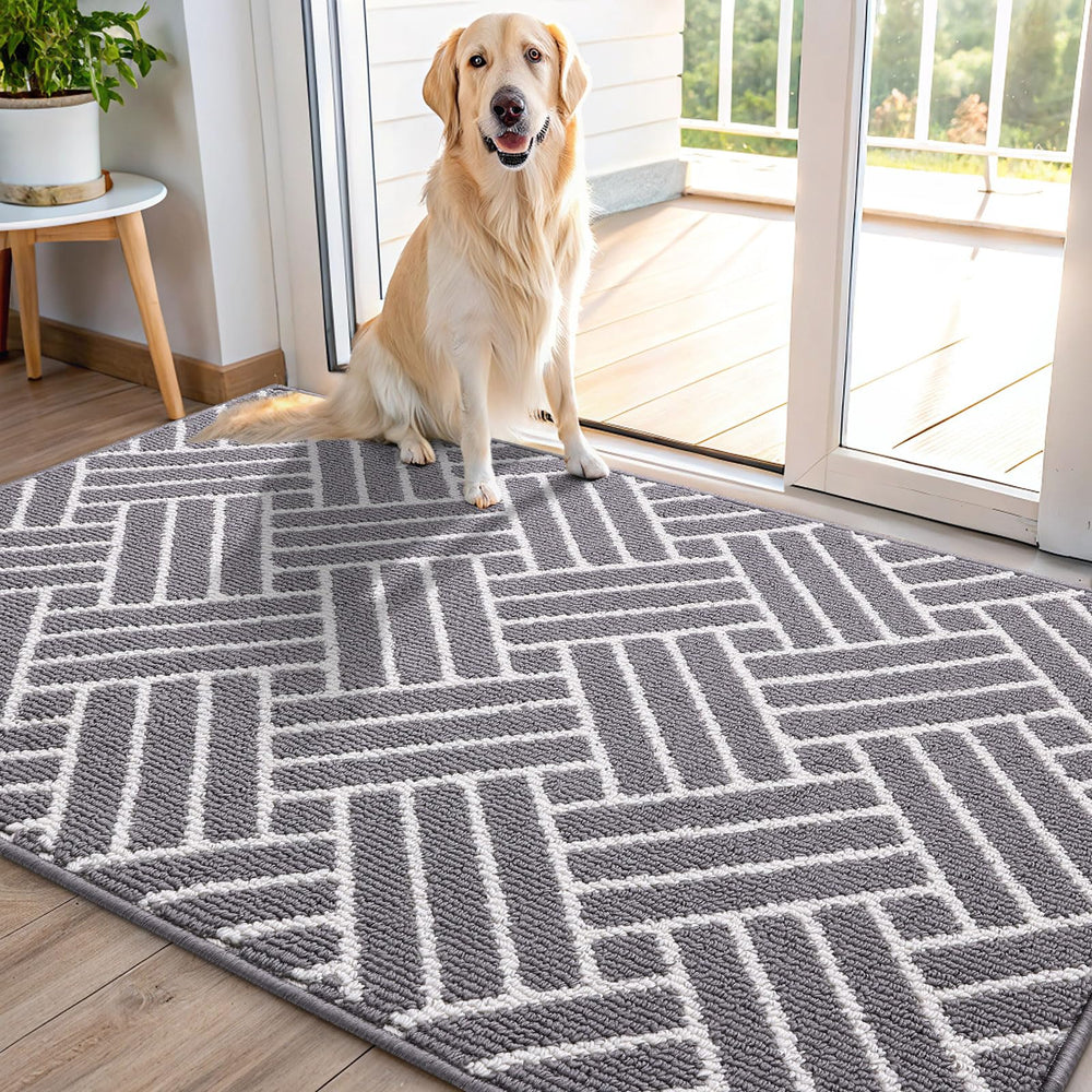 OLANLY Indoor Door Mat 48x32 grey front view