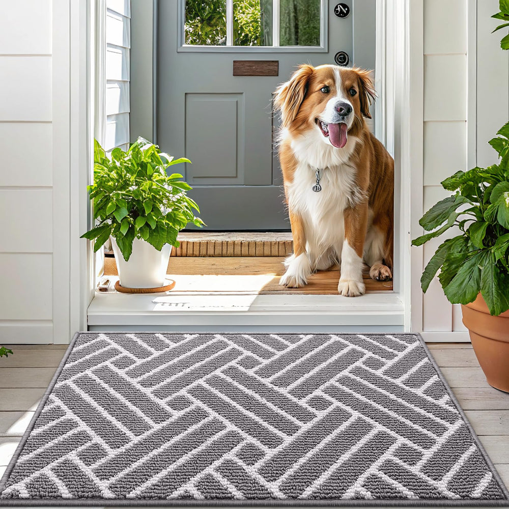OLANLY Indoor Door Mat 48x32 grey in kitchen setting