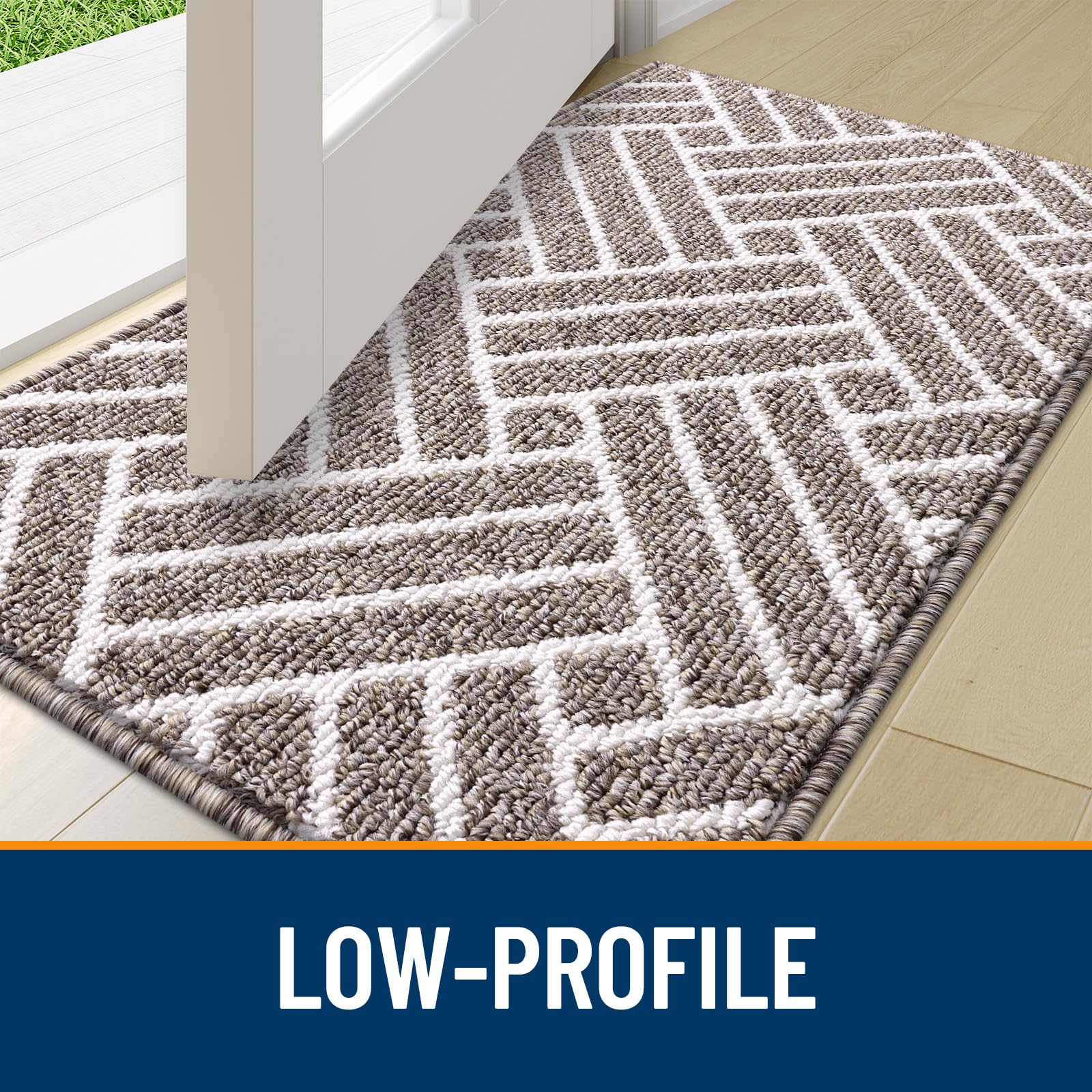 OLANLY Indoor Door Mat 48x32 khaki in entryway