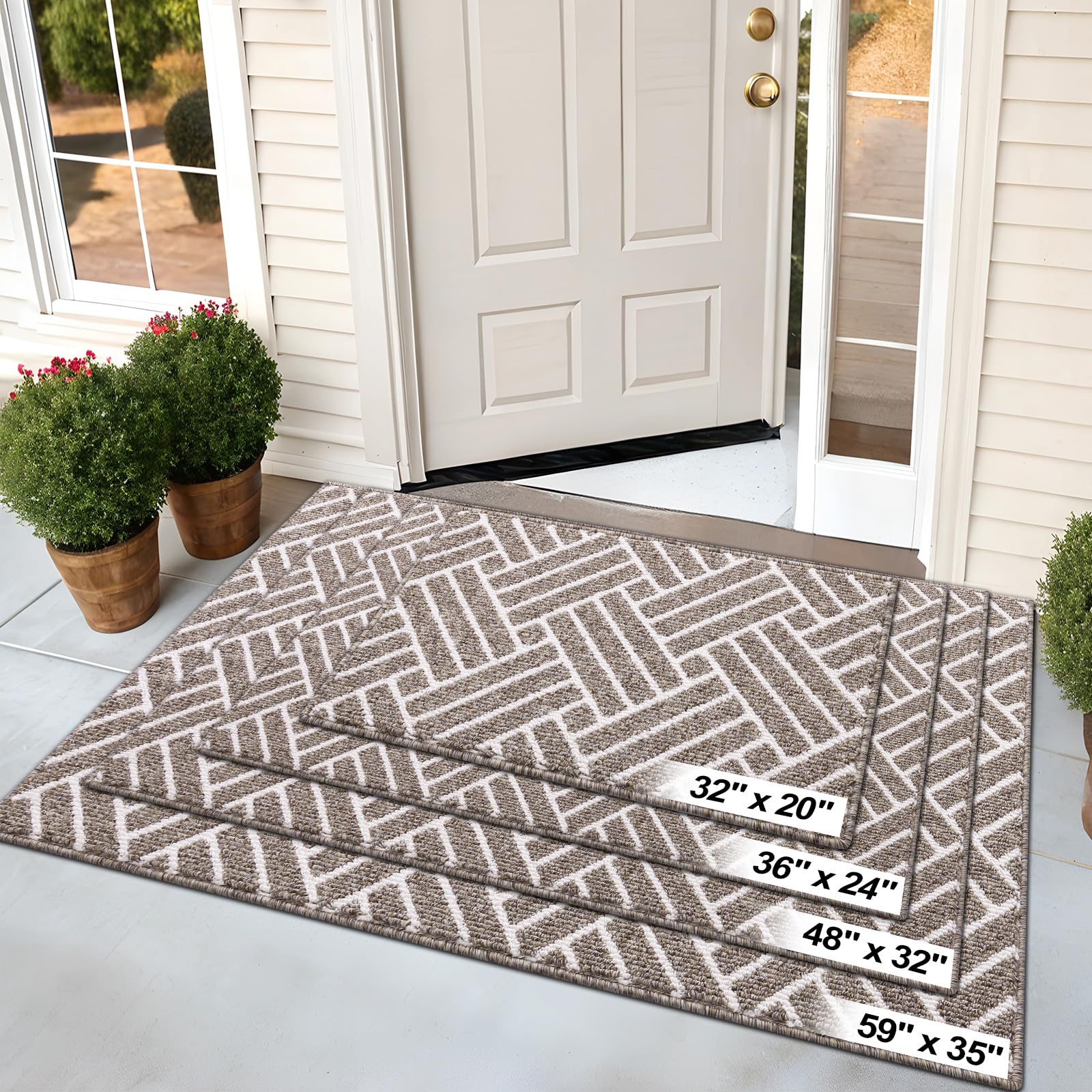 OLANLY Indoor Door Mat 48x32 khaki in kitchen