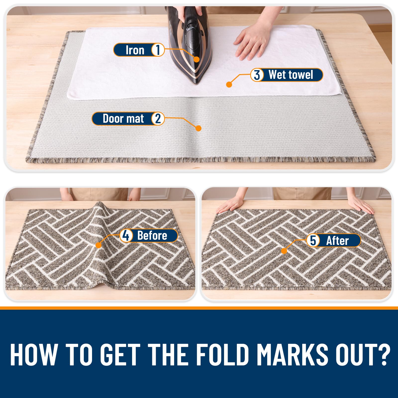 OLANLY Indoor Door Mat 48x32 khaki packaging