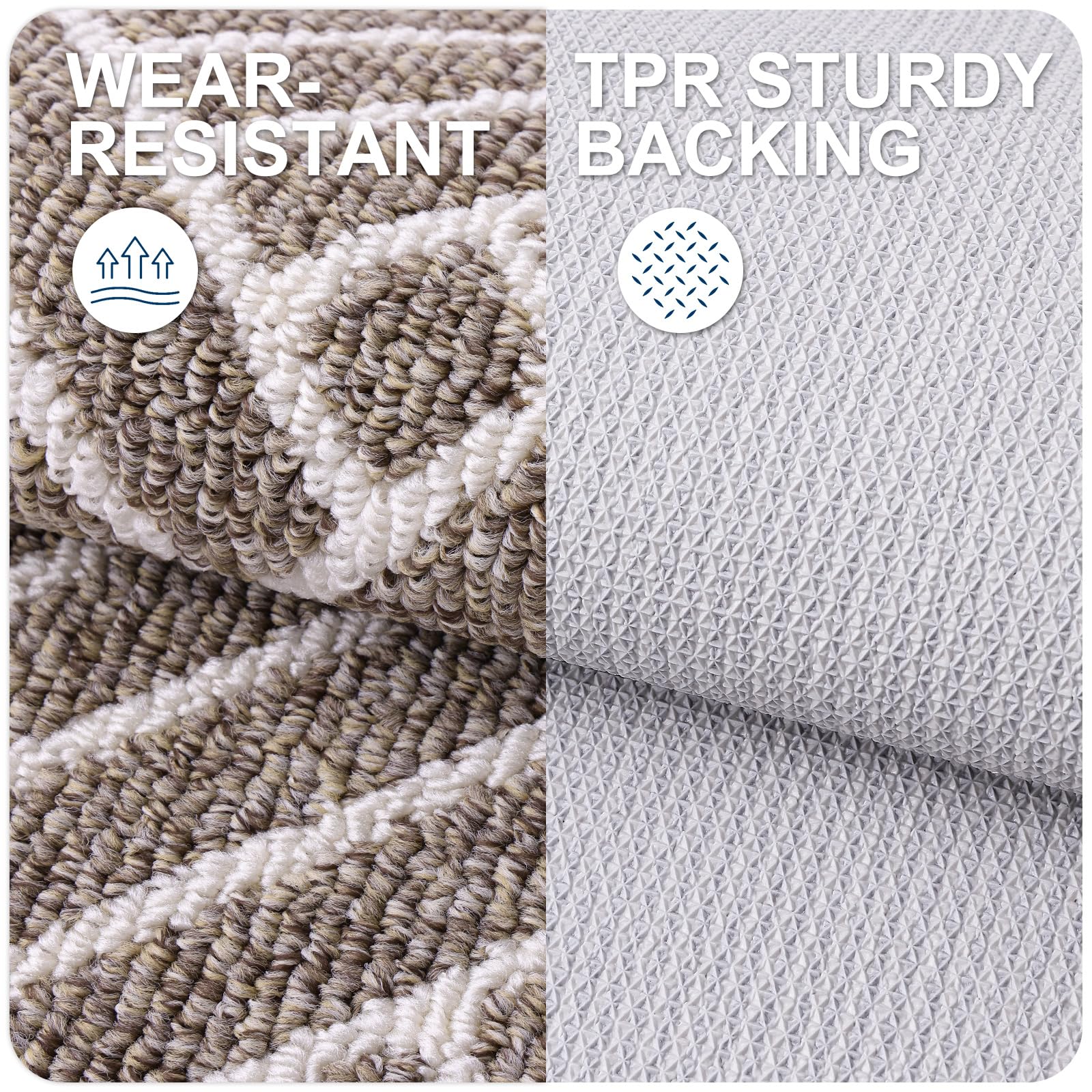 OLANLY Indoor Door Mat 48x32 khaki TPR backing close-up