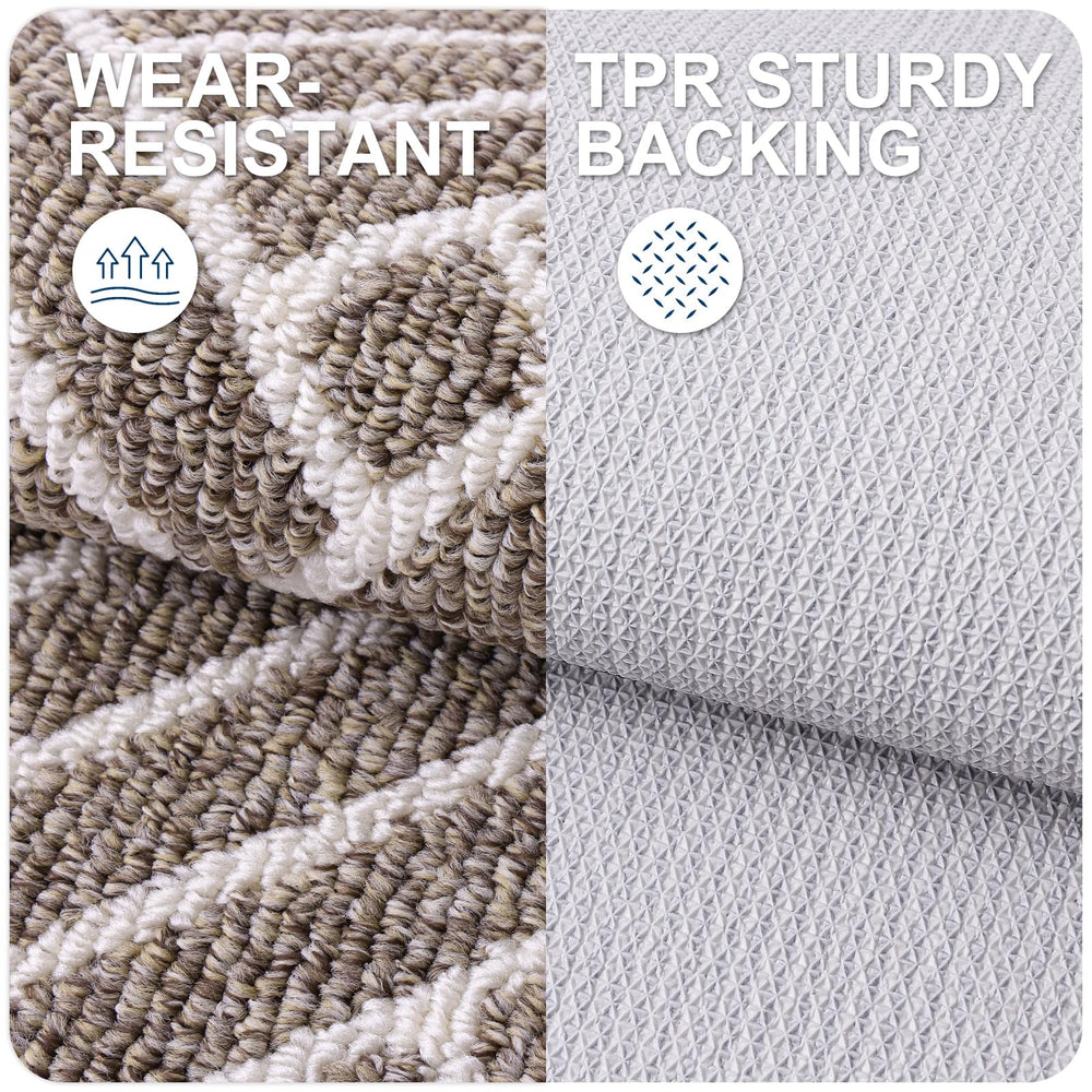 OLANLY Indoor Door Mat 48x32 khaki TPR backing close-up
