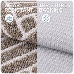 OLANLY Indoor Door Mat 48x32 khaki TPR backing close-up