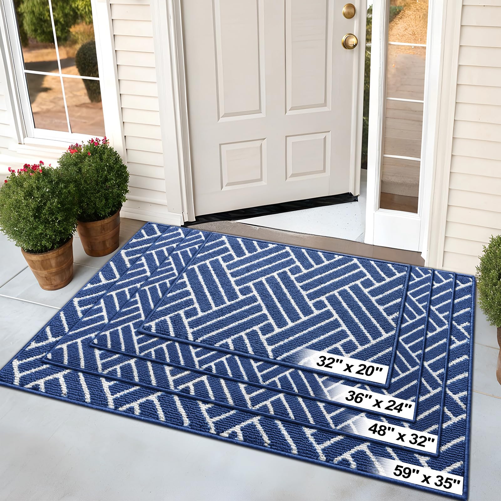 OLANLY Indoor Door Mat 48x32 navy cleaning process
