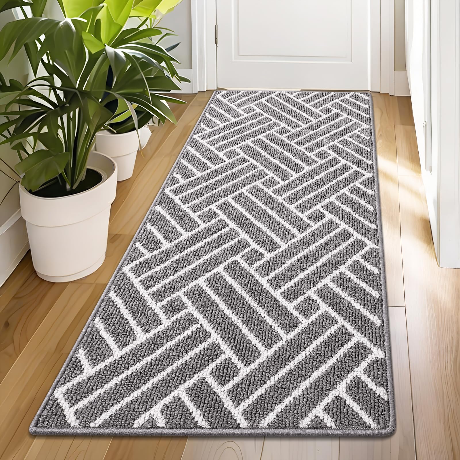 OLANLY Indoor Door Mat 70x23 grey front view