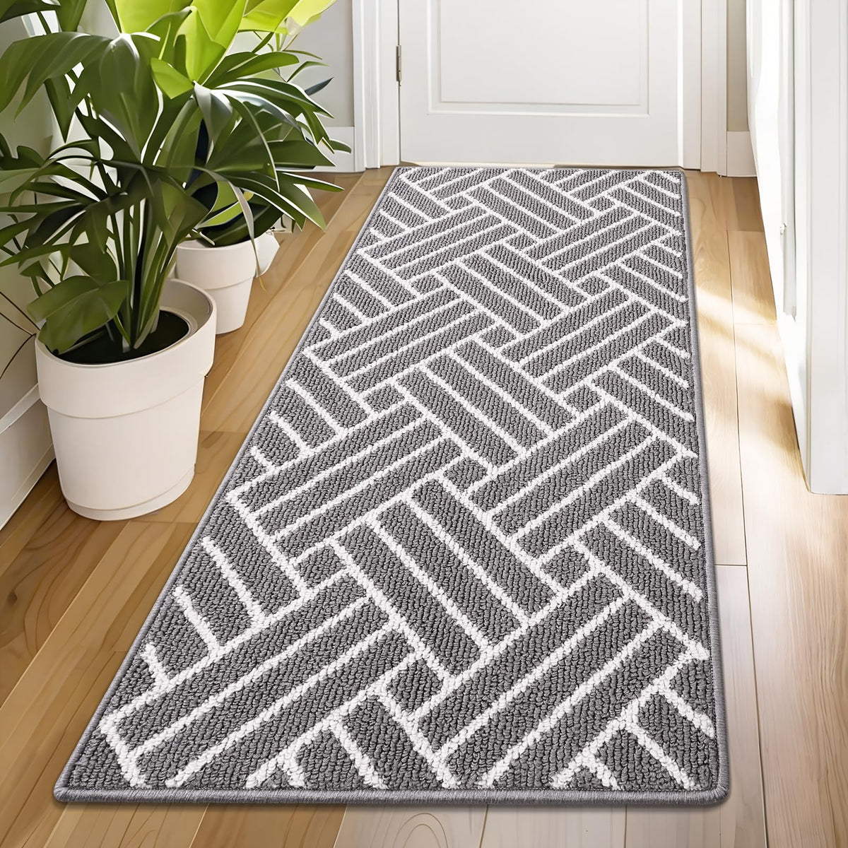 OLANLY Indoor Door Mat 70x23 grey front view