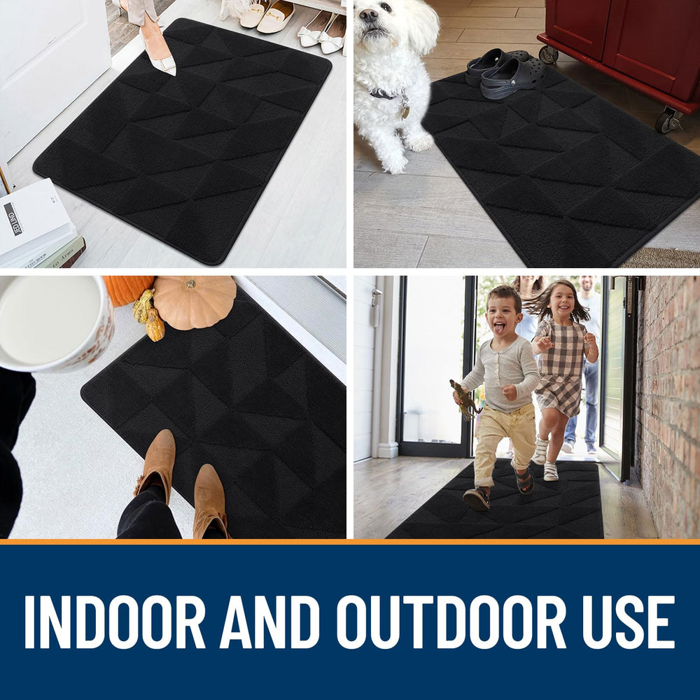 OLANLY Indoor Door Mat displayed with shoes