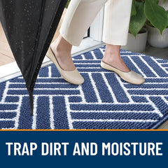 OLANLY Indoor Door Mat navy geometric pattern