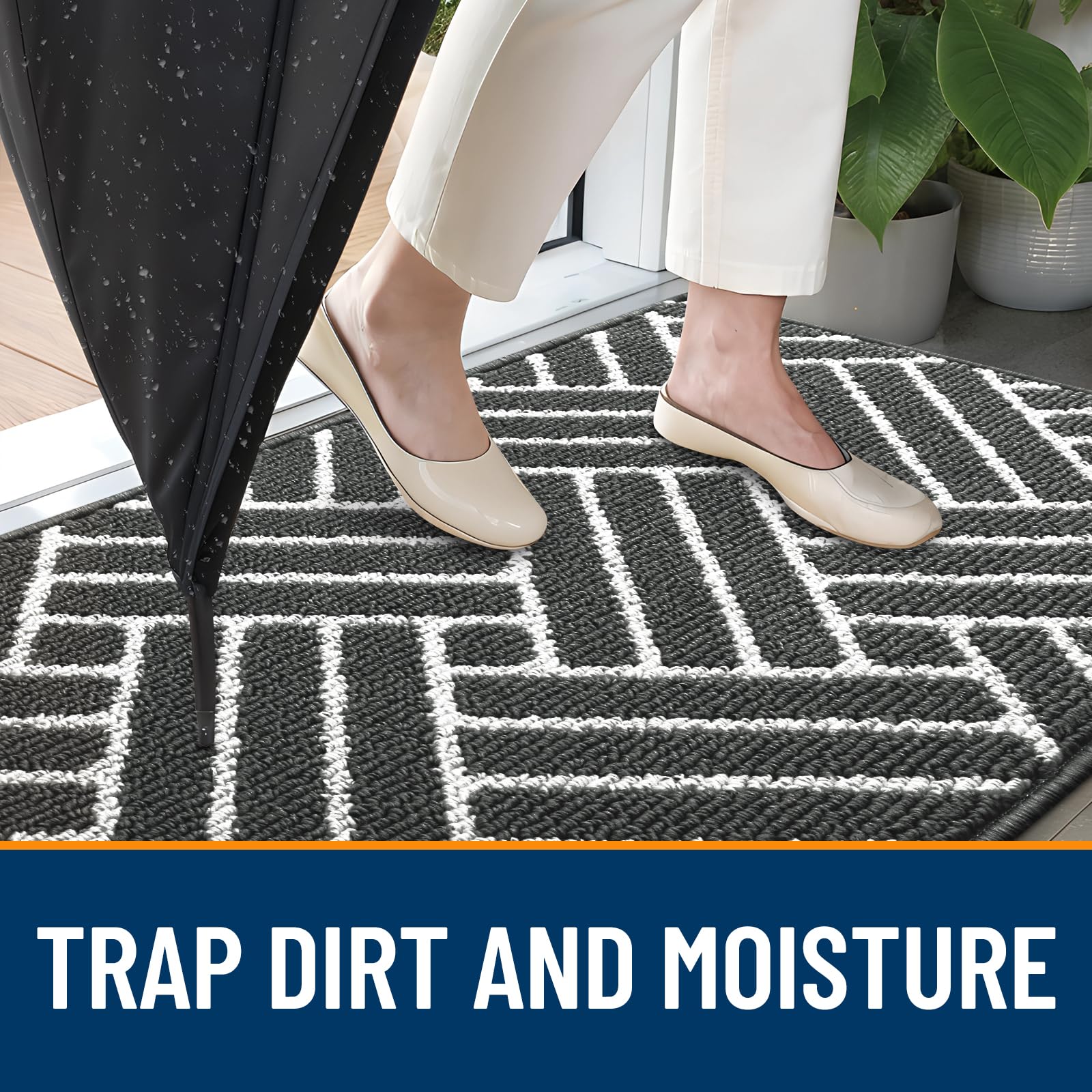 OLANLY Indoor Door Mat with geometric pattern
