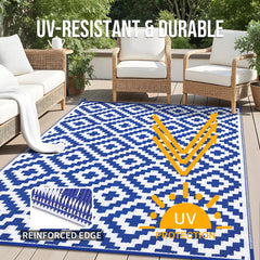 OLANLY Outdoor Rug 10x14 ft lightweight and portable for camping