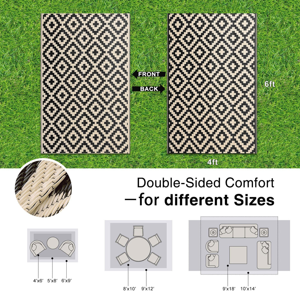 OLANLY Outdoor Rug 4x6 ft lightweight for easy portability